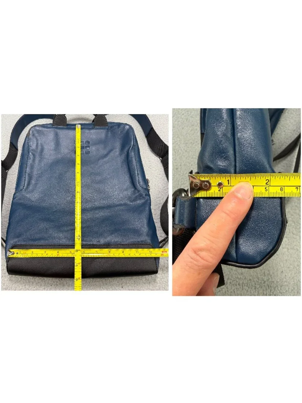 Moleskine Backpack Navy Blue Vertical Device Bag Faux Leather Laptop Mens Womens